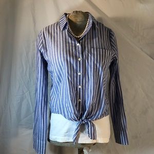 J crew blue striped shirt size medium